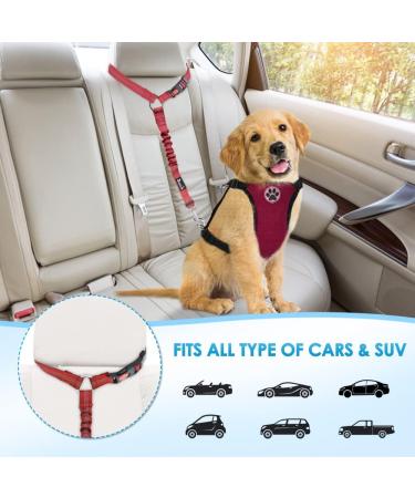 SlowTon Headrest Dog Car Seat Belt 2 Pack Adjustable with Elastic Nylon Bungee Buffer Durable Headrest Seat belt Pet Dog Car Safety Harness Restraint Red 2-Headrest - Buy Online on GoSupps.com