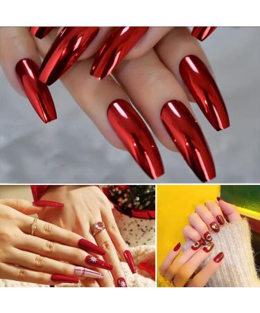 Red Chrome Nail Powder Set - Reflective Glitter Metallic Effect | 3D Holographic Red Pigment Dust for Nails Art - Buy Online on GoSupps.com