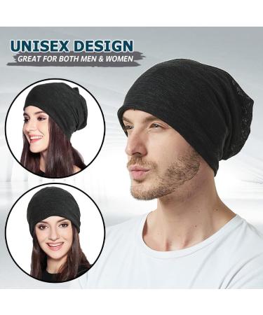 EINSKEY Slouchy Beanie 2-Pack - Black & Grey - Thin & Lightweight Skull Cap for Men & Women - Buy Online on GoSupps.com