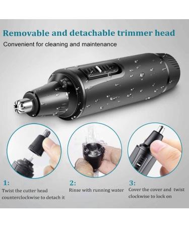 Professional Nose Hair Trimmer - Painless 3-in-1 Ear Nose Eyebrow & Facial Trimmer for Men & Women - Waterproof Dual Edge Blades - Black - Buy Online on GoSupps.com