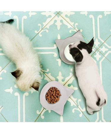 Comsmart Anti-Slip Cat Bowl - Double Pet Feeding Bowl in White/Grey - Buy Online on GoSupps.com