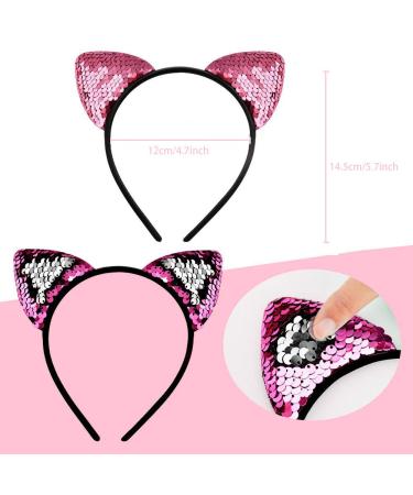 Yahemu Cat Ears Headband Set - Glitter Sequins Hair Accessories for Girls & Women | 4-Piece Party Decoration for Birthdays & Christmas - Buy Online on GoSupps.com