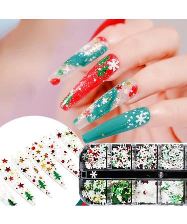 12 Grid Snowflake Nail Sequins Art Holographic Christmas Nail Jewelry Decoration - Buy Online on GoSupps.com