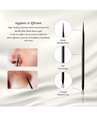 Blackhead Remover Tool Kit for Face & Nose - Acne Extractor Set for Men & Women - 5Pcs in Leather Metal Box - Buy Online on GoSupps.com