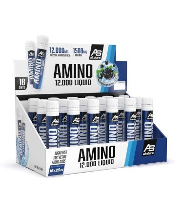 All stars amino liquid 18 x 25 ml black currant i amino acids liquid & high-dose i drink with BCAA + glutamine + l-arginine i syrup for mixing with water i liquid supplement sugar-free - Buy Online on GoSupps.com