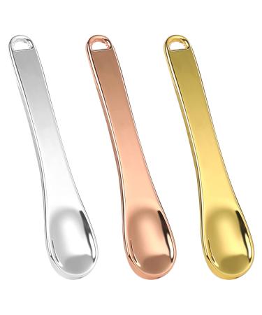 3 pieces metal spatula cosmetics mini makeup spoon skin care spoon small cosmetic spatula make -up application applianter beauty scoop for cream facial mask lotions moisture creams gold rose gold silver - Buy Online on GoSupps.com