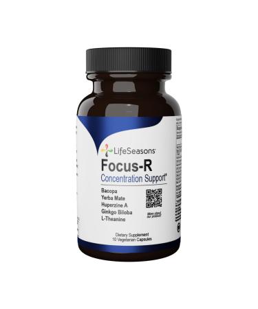 Life Seasons - Focus-R - Concentration and Focus Supplement for All Ages - Nootropics Brain Formula Mind and Memory - Yerba Mate, Huperzine A, Ginkgo Biloba - 10 Capsules 10 Count (Pack of 1)