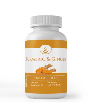 Pure Original Ingredients Turmeric Curcumin & Ginger (100 Capsules) Always Pure No Additives Or Fillers Lab Verified (100 Capsules)