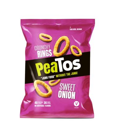 PeaTos Crunchy Rings, Snack Packs, 4 g Protein, 3 g Fiber, Sweet Onion Bags, Gluten Free, 2.5 Ounce, 4 Count Sweet Onion 2.5 Ounce 4 Count