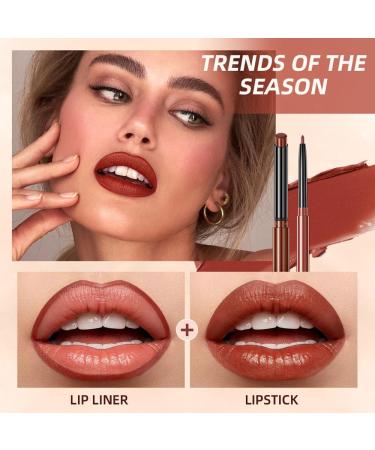 Lip Liner and Lipstick Set | Waterproof Matte Lip Liners & Velvet Lipstick | Long Lasting Nude Lip Makeup Pack of 2 - Buy Online on GoSupps.com