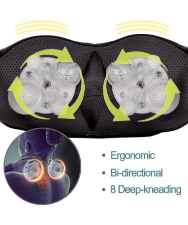 Shiatsu Back Shoulder and Neck Massager with Heat - Deep Tissue Kneading Pillow Massage - Electric Full Body Massager - Black Gray - Buy Online on GoSupps.com