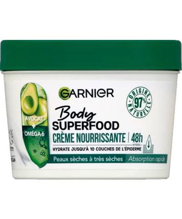 Garnier Garnier Body Superfood Nourishing Body Cream - 48H Hydration - Vegan Formula & 97% Natural Origin - With Avocado & Omega 6 - For Dry Skin - 380 ml