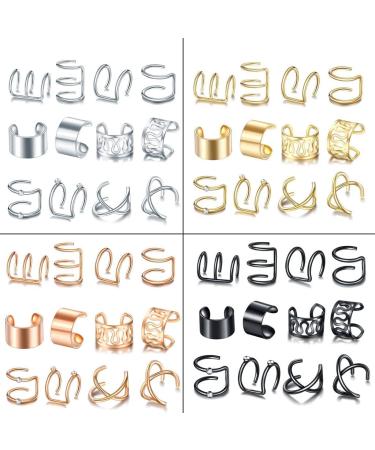 Diarypiece 12 Pcs Retro Advanced Sense Ear Bone Clip Without Pierced Metal Ear Cuff Jewelry Metal alloy - Buy Online on GoSupps.com
