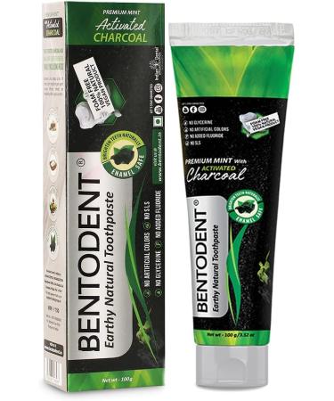 BENTODENT Teeth Whitening Toothpaste - Organic Charcoal & Bentonite Clay Fluoride-Free Vegan Detox - Travel Size 3.52 oz - Buy Online on GoSupps.com