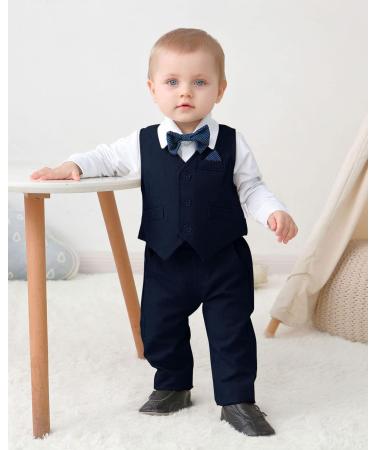 Amissz Baby Boy Formal Tuxedo Clothing Set | 9-12 Months Dark Blue - Buy Online on GoSupps.com
