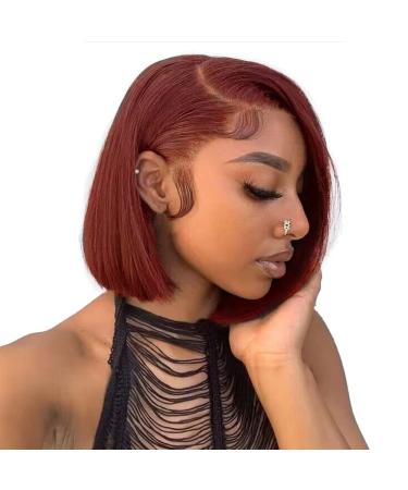 XZZ Reddish Brown Short Bob Wig Human Hair 13x4 Lace Front Wigs Human Hair Pre Plucked with Baby Hair Glueless Brazilian Virgin Human Hair Wigs 150 Density Auburn Brown 10 Inch 10 Inch Reddish Brown