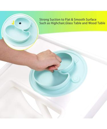 Silicone Baby Plate with Suction | Divided Duck Dishes for Kids | BPA-Free & Microwave Safe | Green - Buy Online on GoSupps.com