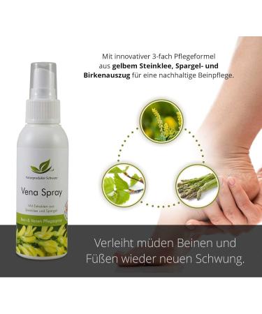 Naturprodukte Schwarz Vena Leg & Vein Spray - Sweet Clover Asparagus & Birch | 100ml - Boost Circulation & Relieve Legs - Buy Online on GoSupps.com
