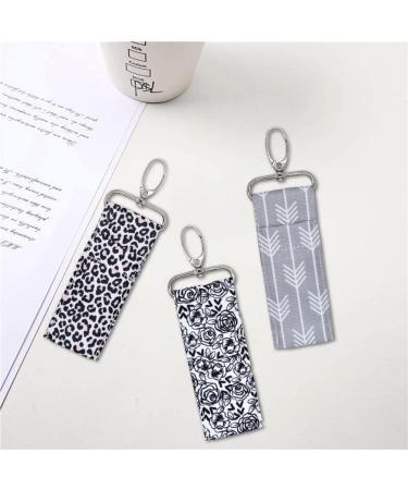  Wudaizhi 3pcs Lip Balm Bag Chapstick Bag Keyring Colourful Print Redistick Bag with Buckle for Women - Buy Online on GoSupps.com
