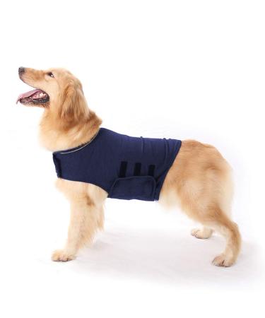 Gojiny Dog Anxiety Jacket Calming Coat Thunder Dog Wrap for Anxiety Stress Relief Navy Blue Small