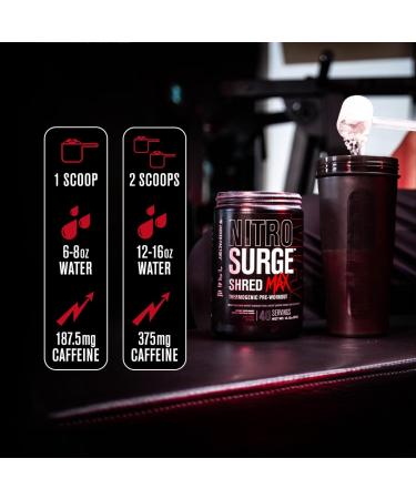 Jacked Factory Nitrosurge Shred Max Preworkout - High-Performance Thermogenic Pre Workout Powder with L Citrulline Acetyl L Carnitine Organic Caffeine - 80 Servings Cherry Bomb & Watermelon Peach - Buy Online on GoSupps.com