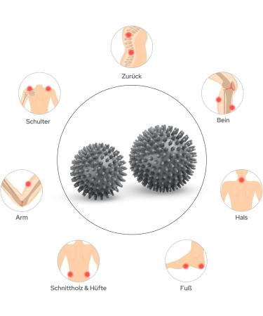 Aircover Massage Ball Set - 2-Person Hedgehog Balls for Foot Hand & Back Muscle Relief | Fitness Tools for Plantar Fasciitis & Trigger Point Therapy (Gray 7cm/9cm) - Buy Online on GoSupps.com