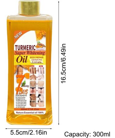 Turmeric Oil Prediluted Skin Oil 300ml Moisturizing Body Oil Brightening Turmeric Oil for Radiant Skin Elasticity Relief from Dry Skin & Routine - Buy Online on GoSupps.com
