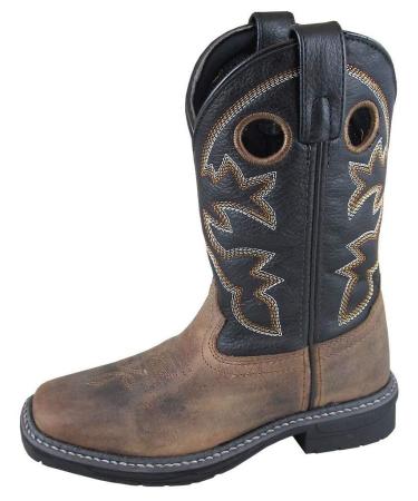 Smoky Mountain Boys' Stampede Western Boot Square Toe Brown/Black 13 Little Kid