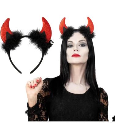 amangul Ox Horn Halloween Headband for Womens Girls Daily Wearing Halloween Party Fancy Dress Cosplay Hair Accessories(Red Three Pronged He) - Buy Online on GoSupps.com