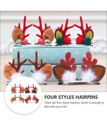 Holibanna 4 Couples Christmas Hair Clips - Reindeer Elk Moose Hair Accessories for Girls & Ladies - Buy Online on GoSupps.com
