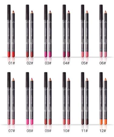 12 Colors Matte Lip Liner Pencil - Waterproof & Long Lasting Velvet Lipstick Pen - Buy Online on GoSupps.com