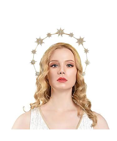 GFLPO Halo Crown Headpiece - Celestial Crystal Gold Goddess Crown for Women - Boho Bridal Wedding Tiara - Buy Online on GoSupps.com