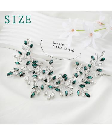 IYOU Crystal Bridal Hair Vines Rhinestone Green Bride Headband Guest Party Wedding Hair Accessories for Women - Buy Online on GoSupps.com