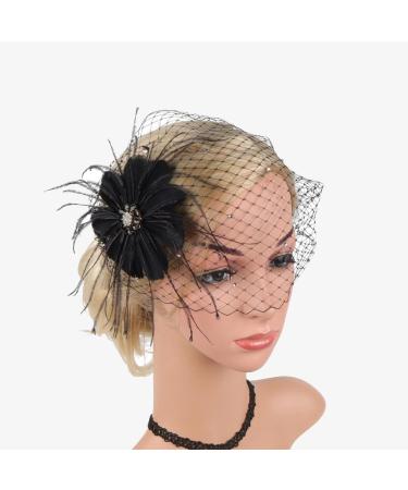 AJTUTUS Party Fascinator Hair Clip for Party Wedding Women Feather Mesh Fascinator Hair Pin Big Flower Church Headdress - Buy Online on GoSupps.com