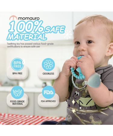 Baby Teething Toys with Rattle | BPA Free Silicone Teether for Babies 6-12 Months | Includes Anti-Drop Chain | Promotes Sensory Development | 2PCS Blue - Buy Online on GoSupps.com