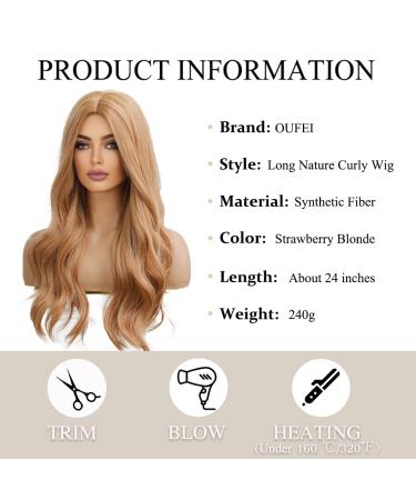 Oefei 24-Inch Long Corrugated Strawberry Blonde Wig | Natural Synthetic Heat-Resistant Hair for Women | Perfect for Daily Wear Parties & Cosplay - Buy Online on GoSupps.com