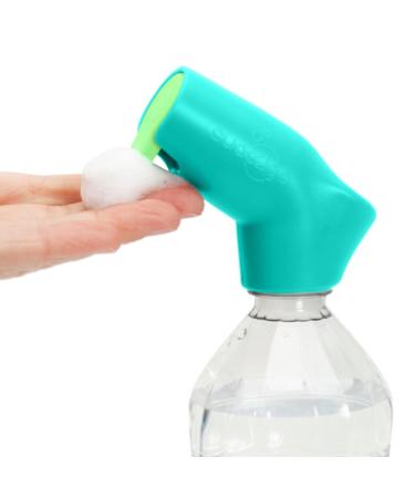 Suds2Go Refillable Caps 2 Pack - Universal Fit Turns Most Disposable Water Bottles Into A Hand Washing Station - Includes Refillable Soap Reservoir - Conveniently Sized to Take on the Go - Teal