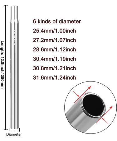 Thinvik Bike Seat Post | Polished Aluminum Alloy 350mm | Mountain & Road Bicycle Fixed Gear Cycling Seatpost | 27.2*350mm Silver Seat Post Replacement - Buy Online on GoSupps.com
