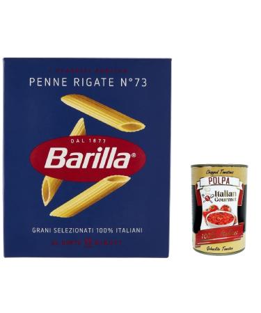 Italian Gourmet E.R. Barrel Penne Rigate Pasta No. 73 100% Italian Noodles 500 g + Italian Gourmet Pulp 400 g Pack of