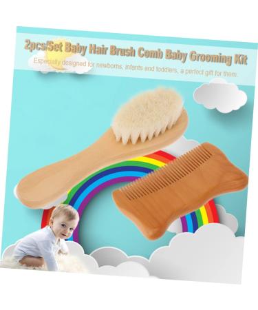 Healvian 2pcs Wooden Hair Comb & Brush Set for Toddlers and Infants - Solid Wood Grooming Kit for Newborns - Buy Online on GoSupps.com