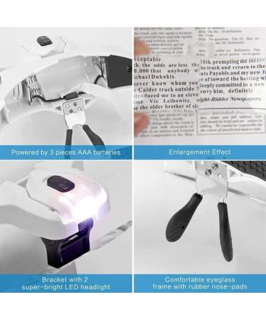 Headband Magnifier Headband Magnifier Glass LED Magnifying Glasses with Lamp 1X to 3.5X Zoom with Adjustable 5 Lens Loupe Hands Free Magnifying Glasses with 2 LED Lights Better Life - Buy Online on GoSupps.com