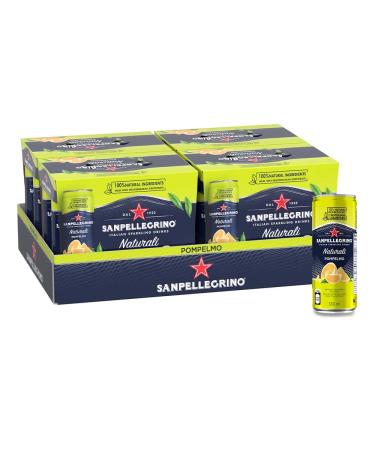 San Pellegrino Naturali Italian Sparkling Drink Pompelmo Grapefruit 330 mL Can 24 Cans Total