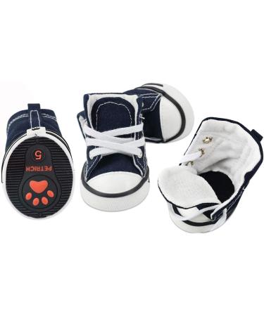 URBEST Pet Dog Canvas Sport Sneaker Boots 4 Pcs - Outdoor Nonslip Causal Shoes in Blue (Size 8) - Buy Online on GoSupps.com