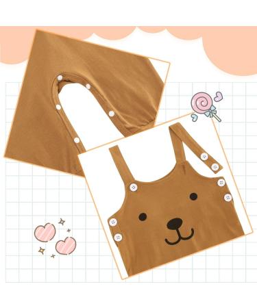 Infant Baby Boys 3pcs Clothing Set | Newborn Cotton Romper Outfits | Toddler Kids Pyjamas | Long Sleeve T-shirt + Dungarees + Hat | Brown | 0-3 Months - Buy Online on GoSupps.com