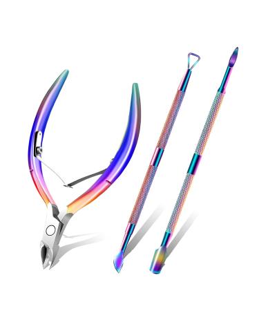 Haynery Cuticle Trimmer with Cuticle Pusher, Cuticle Remover Cuticle Scissors Manicure Tools, Professional Stainless Steel Cuticle Cutter, Dead Skin Remover Nail Tools for Fingernails and Toenails