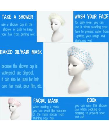 Shower Cap Waterproof Shower Caps for Women Reusable Plastic Shower Cap Large Elastic Bath Cap for Women Spa Salon Home Use and Hotel (3PCS) - Buy Online on GoSupps.com