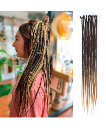 Kraler 22 Thin Ombre Dreadlock Extensions Synthetic Crochet Braided Hair Backcombed Extensions(10 Strands)  22 Inch(10 Strands) 1B/Honey Blonde