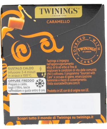  Italian Gourmet E.R. Twinings T Nero Aromatizzato al Caramello Black Tea with Caramel Flavour Pack of 25 Filters 8 x 50 g + Italian Gourmet Polpa 400 g - Buy Online on GoSupps.com