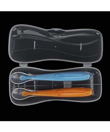 Soft Silicone Baby Training Spoon Set - 2 Parts with Box | Child Dining & Feeding Utensils for Weaning (Yellow & Blue) - Buy Online on GoSupps.com