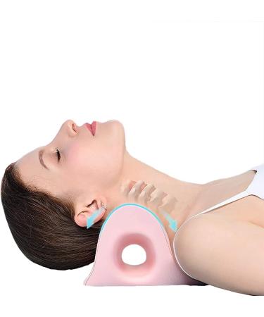 JLASDR neck protection neck relaxation neck pillow portable cervical traction pillow ergonomic traction neck support pillow to relieve neck pain (color: pink)